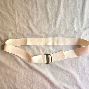 Women's XL Adjustable Woven Belt with Metal Ring - Ivory